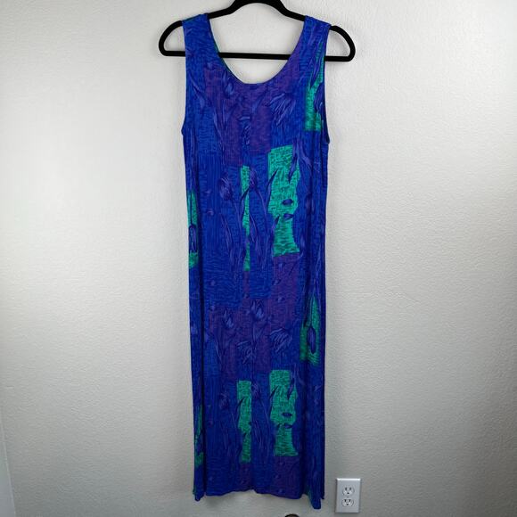 Drapers & Damons Blue Multi Crinkle Floral Sleeveless Midi Shift Dress Plus 14W - Picture 11 of 13